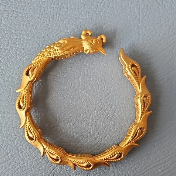 Brass Gold Plated Dragon And Phoenix Bracelets - Picture 3 of 4